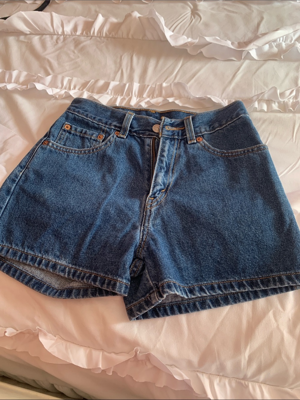 Classic High-Rise Blue Denim Shorts for Women